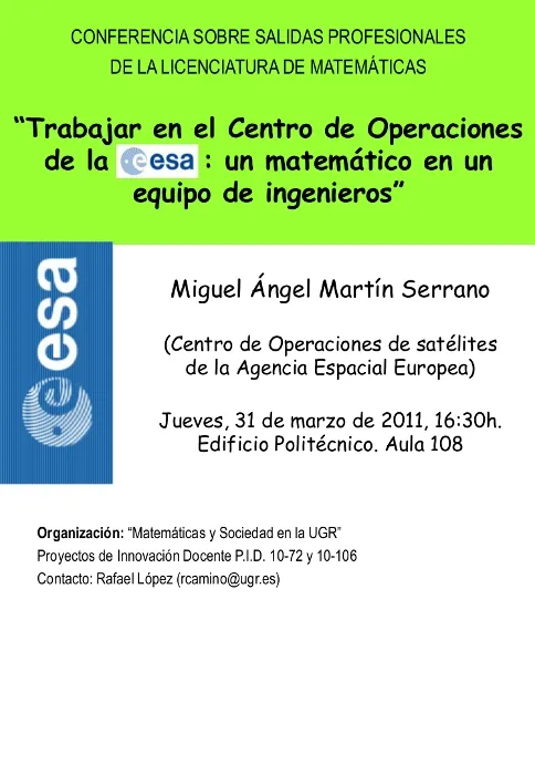 Trabajar en el Centro de Operaciones de la  Agencia Espacial Europea: un matemático en un equipo de ingenieros