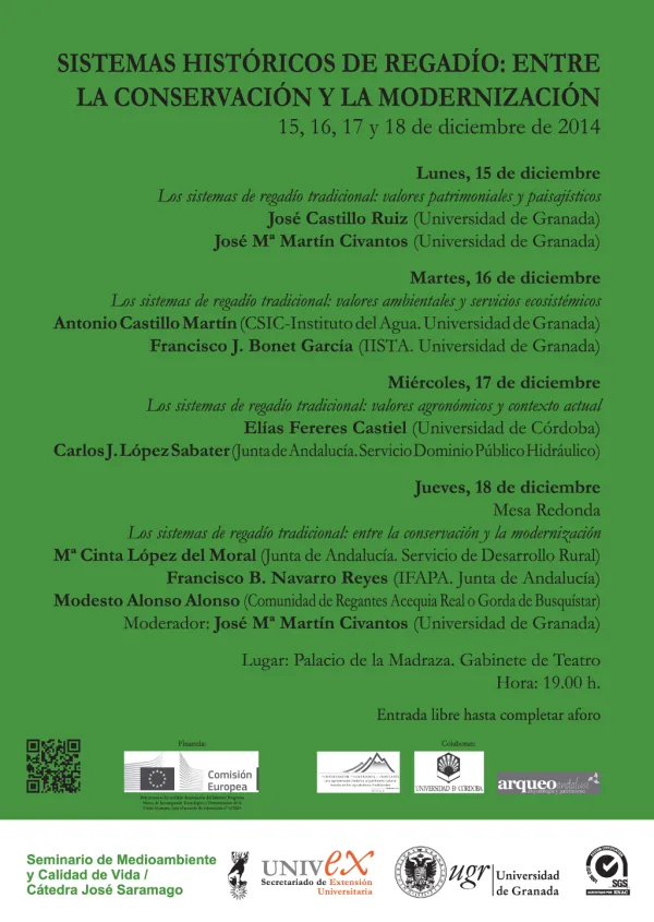Ciclo de conferencias. Sistemas históricos de regadío: entre la conservación y la modernización