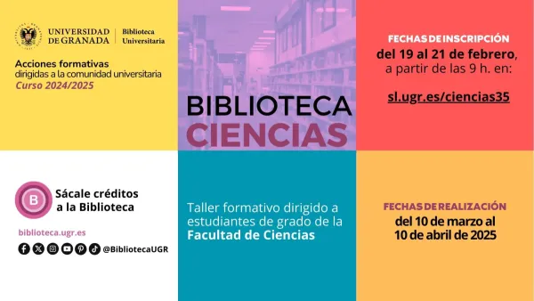 Biblioteca de Ciencias: Taller formativo sobre recursos de información. 35ª ed.