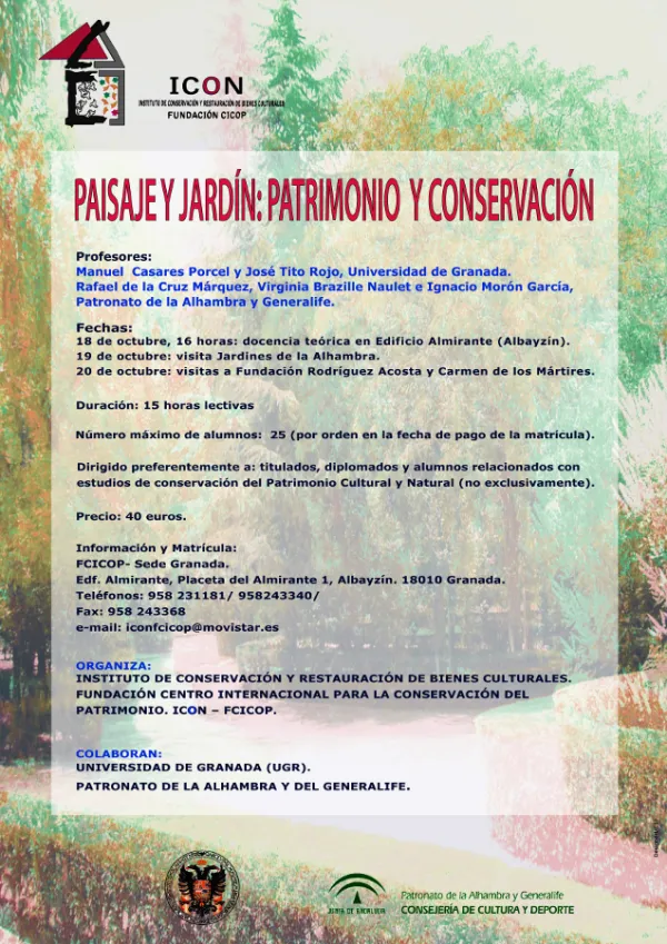 Curso "Paisaje y jardín: Patrimonio y conservación"