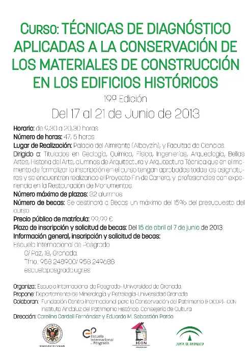 Curso: Técnicas de diagnóstico aplicadas a la conservación de los materiales de construcción en los edificios históricos