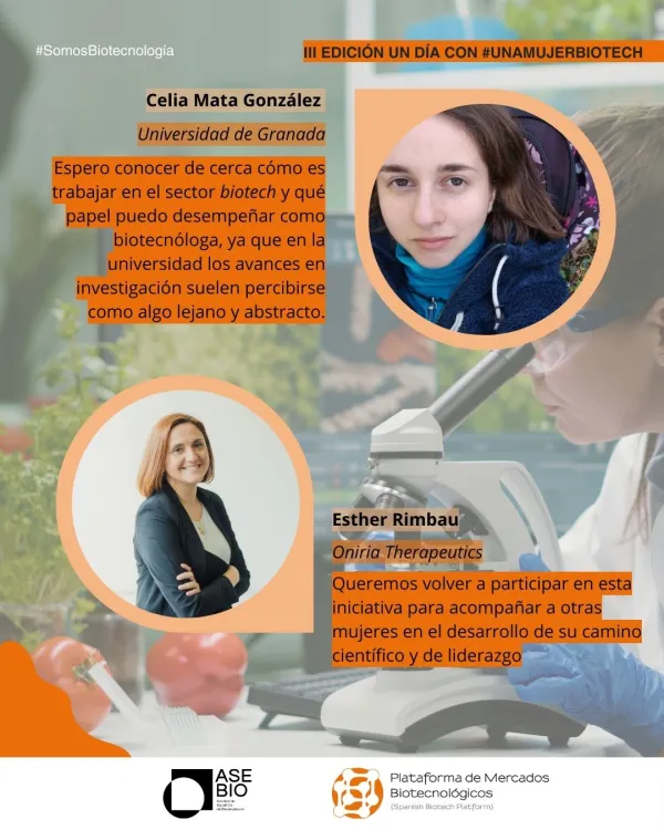 Dos estudiantes de Biotecnología UGR seleccionadas para vivir "Un día con una#MujerBiotech"