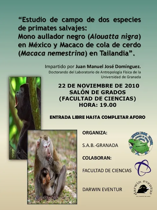 Conferencia gratuita: “Estudio de campo de dos especies de primates salvajes"