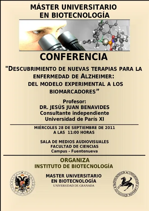 Conferencia: "Descubrimiento de nuevas terapias para la enfermedad de Alzheimer:  del modelo experimental a los biomarcadores”