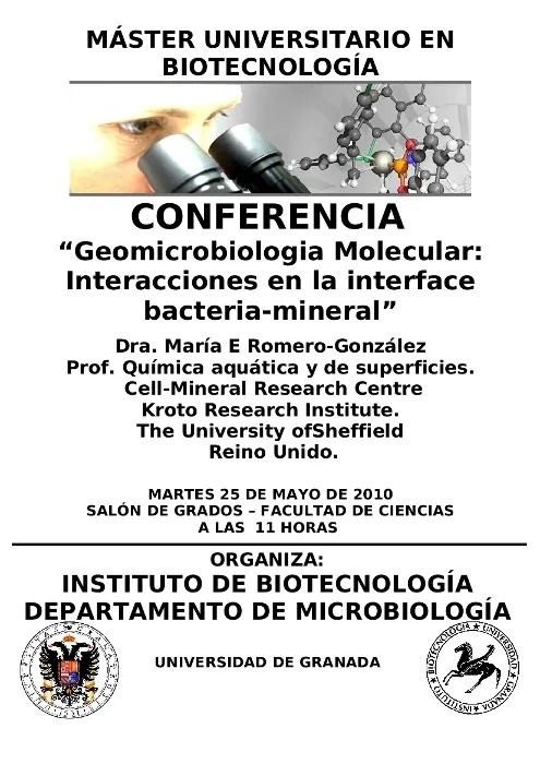 Conferencia "Geomicrobiologia Molecular: Interacciones en la interface bacteria-mineral"