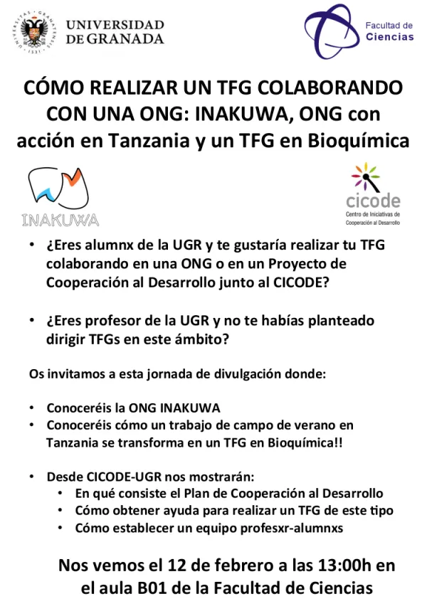 Realizar un TFG colaborando con una ONG: Inakuwa, una ONG con acción en Tanzania y un TFG en Bioquímica