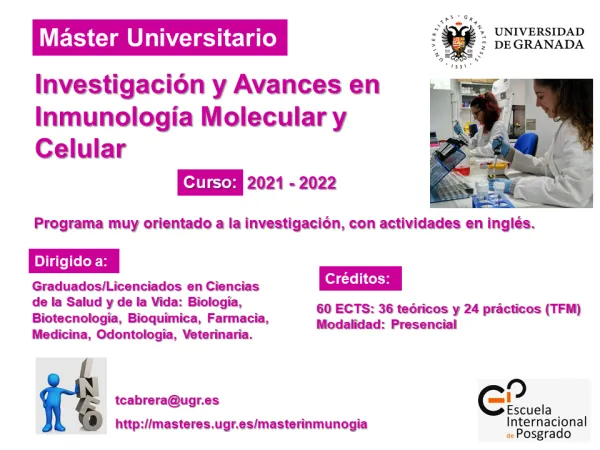 Máster Universitario en “Investigación y Avances en Inmunología Molecular y Celular” curso 2021/2022 