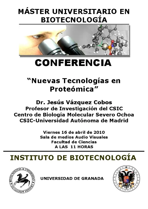 Conferencia “Nuevas Tecnologías en Proteómica”