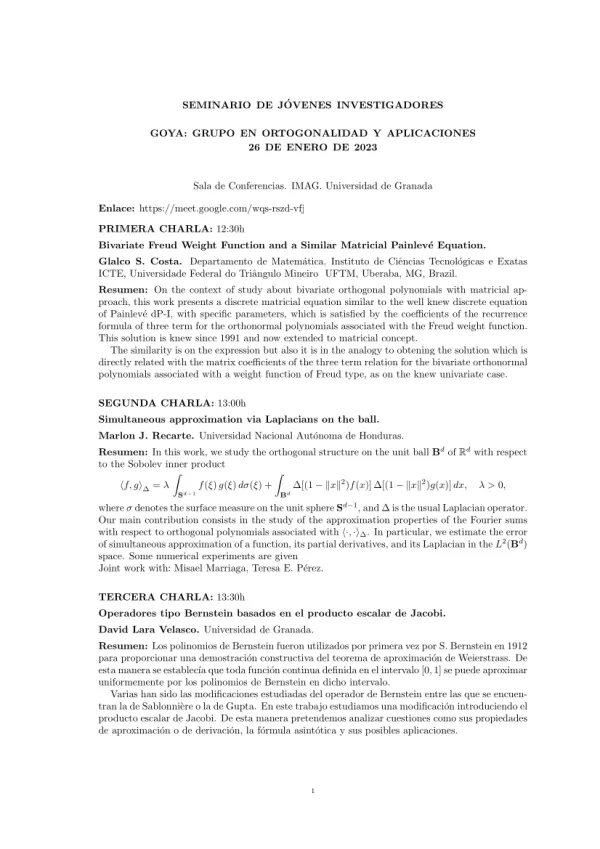 Seminario Goya – Jóvenes Investigadores del 26 de enero de 2023